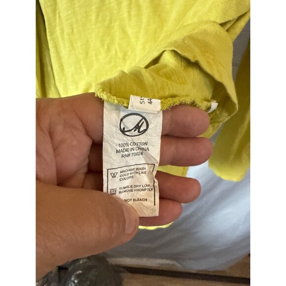 Mod o doc Cowl Neck Lime Green Slub Knit Cotton Top Women's XS Long Sleeve - Picture 7 of 9